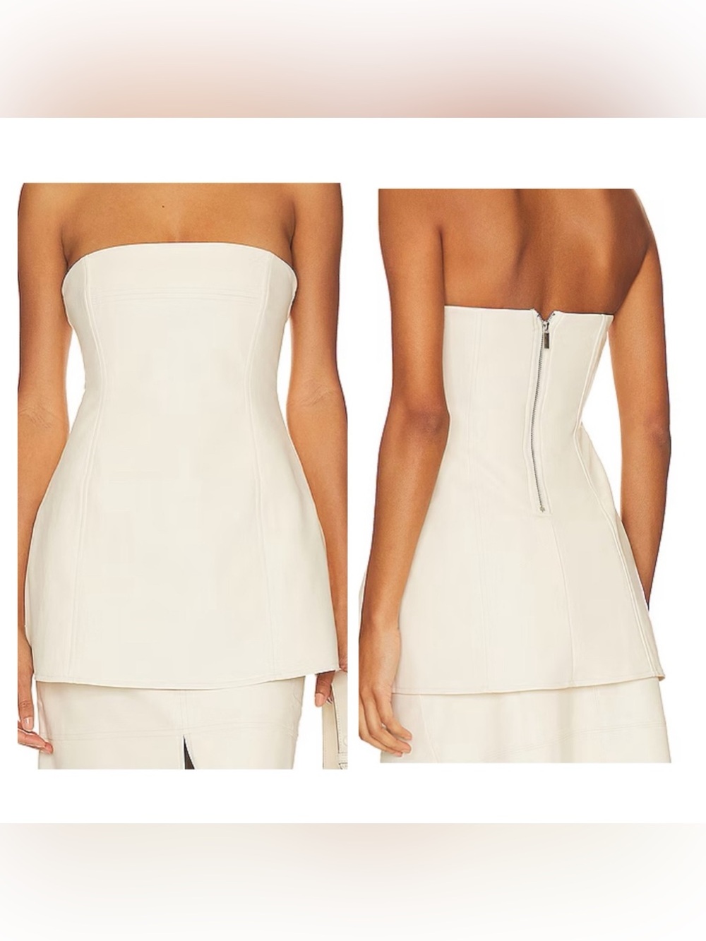 WEWOREWHAT x Revolve vegan leather strapless top
